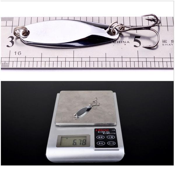 

1pcs fishing lures 4.6cm 6.8g wobbler sliver spinner baits spoons artificial bass hard sequin high carbon steel hook tac sqceoj