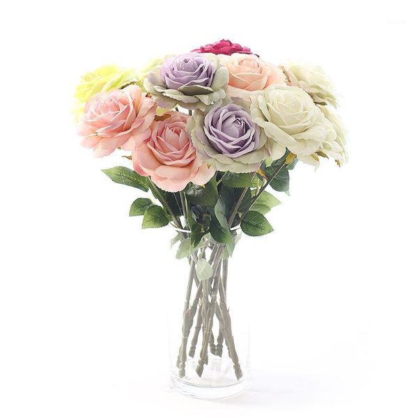 

single camellia simulation bouquet wedding plastic artificial flower rose decoration living room rose camellia1