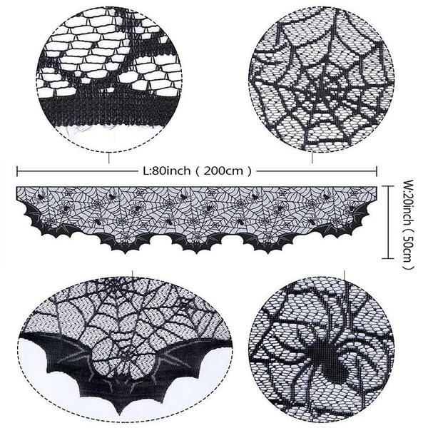 

1 шт хэллоуин украшения реквизит черный шнурок паутина очаг мантия шарф обложка скатерть праздничная halloween party supplies bbyiux