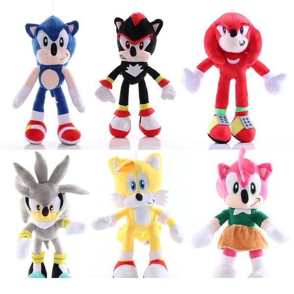 

6pcs/lot 28/45cm sonic plush doll toys sonic shadow amy rose knuckles tails plush toys cotton soft stuffed gift for ki wmtkja