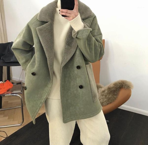 

woman warm real wool coat1, Black