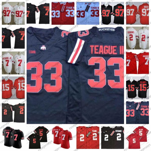 

2020 ohio state buckeyes fiesta bowl 150th jersey 33 master teague iii 2 jk dobbins 15 elliott 97 bosa chase young garrett wilson, Black