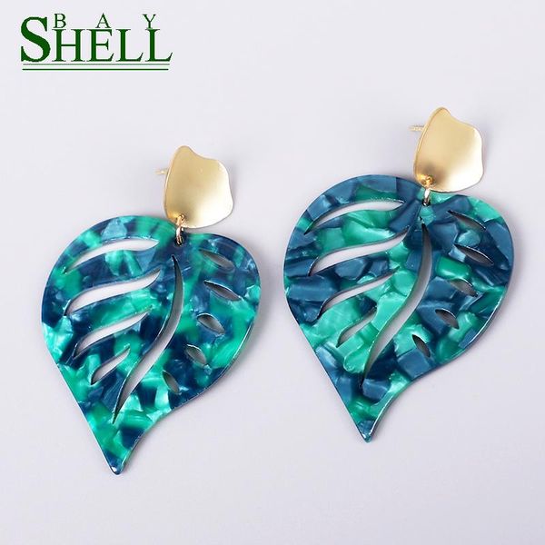 

dangle & chandelier shell bay drop leaf earrings jewelry for women minimalist punk fashion cute pendientes girls earring green earings boho, Silver