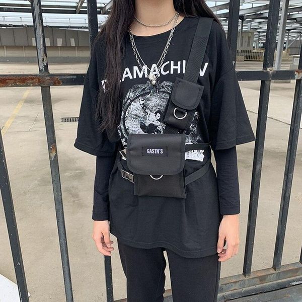

tactical vest streetwear bag for men hip hop chest rig waist bag adjustable multiple pockets canvas men's waist pack chest bags