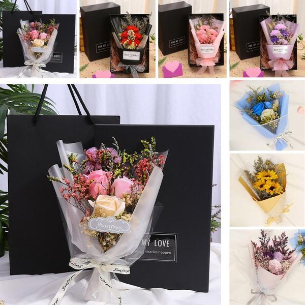 

decorative flowers & wreaths beautiful single rose bouquet hand holding soap flower valentine's day gift mini birthday decor artificial