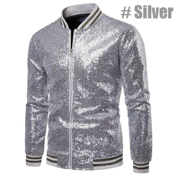 

men's jackets shiny outwear sequined glitter suit soild color long sleeves male's nightclub zipper dj stage coats autumn, Black;brown