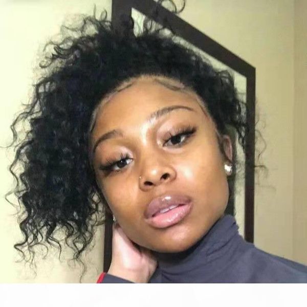 

afro kinky curly human hair ponytail extensions kinky curly drawstring human hair ponytail hairpieces natural curly clip in ponytails bun, Black