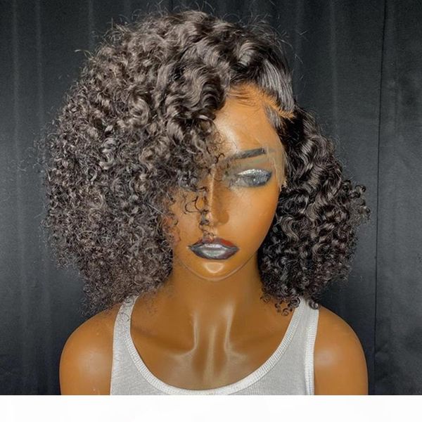 

13x6 lace front human hair wigs with baby hair kinky curly bob glueless full lace wig brazilian for black women natural hairline