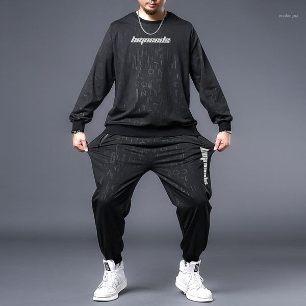 

plus size 7xl 6xl men spring 2020 tracksuit set men casual track suits sets o neck long sleeve hoodie+pants man outwear suit1, Gray