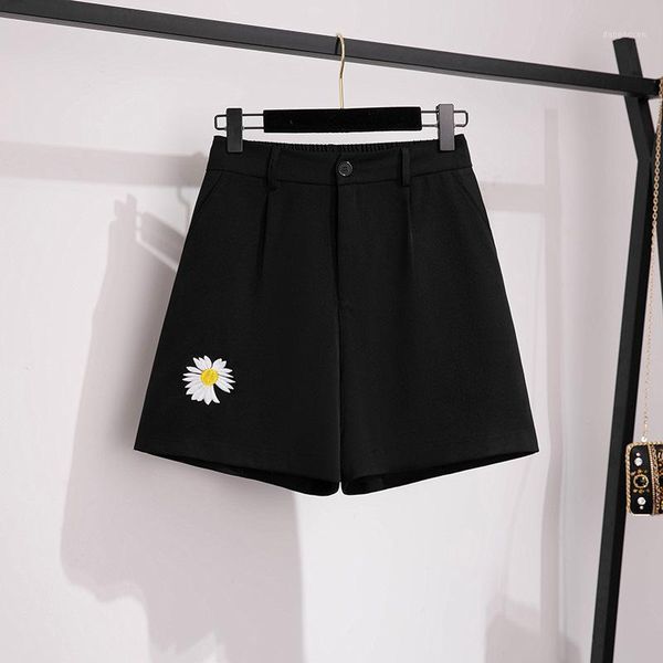 

2xl-7xl women summer large size embroidery black shorts big size loose casual wide leg shorts 5xl 6xl plus high waist short1, White;black