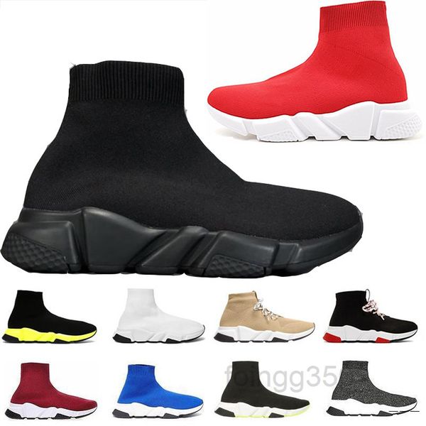 

2019 new paris speed trainers knit sock shoe original designer mens womens sneakers high casual shoes with box 2pf3, Black