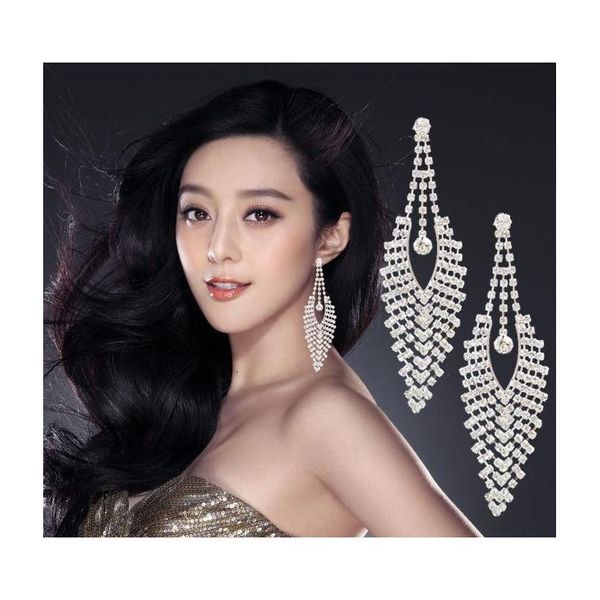 

new large earrings luxury austria crystal clip on big long tassel earrings without hole mix dangle knot wholesales s wmtdkd homes2007, Silver