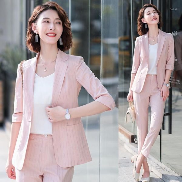 

fashion ladies pant suits for women business suits pink blazer and jacket sets work wear office uniform styles1, White