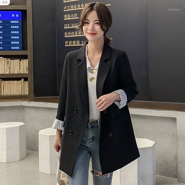 

2020 autumn new korean version small suit loose wild long-sleeved female women jacket casual fashion business blazer s-xl1, White;black