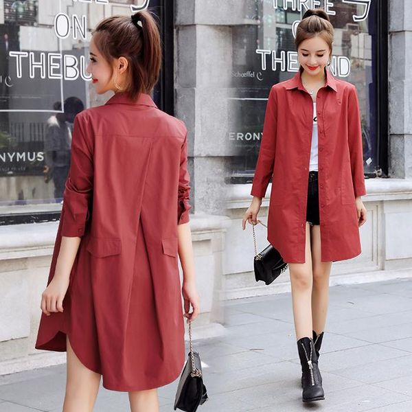 

women's trench coats 2021autumn loose cardigan windbreaker jacket ladies large size 4xl was thin hong kong wind long paragraph wild shi, Tan;black