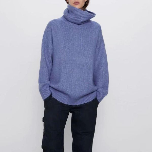 

2019 autumn winter high collar sweater women pullover fashion long sleeve loose sweaters casual knitting 3 colors optional1, White;black