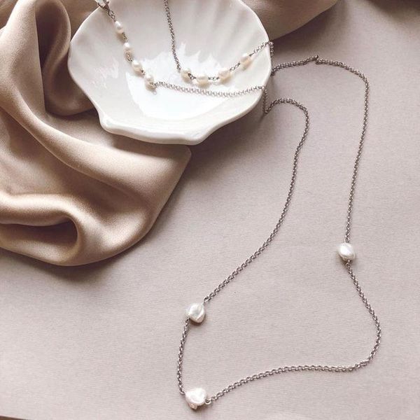 

2021 simple casual pearl beads shell charm glasses chain fashion women silver color sunglasses chain women accessories h jllcjc
