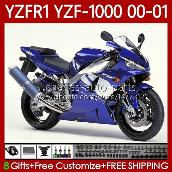 Carrozzeria moto per YAMAHA YZF-R1 YZF1000 YZF R 1 1000 CC 00-03 Bodys 83No.79 YZF R1 1000CC 2000 2001 2002 2003 YZF-1000 YZFR1 00 01 02 03 Kit carenatura blu originale OEM