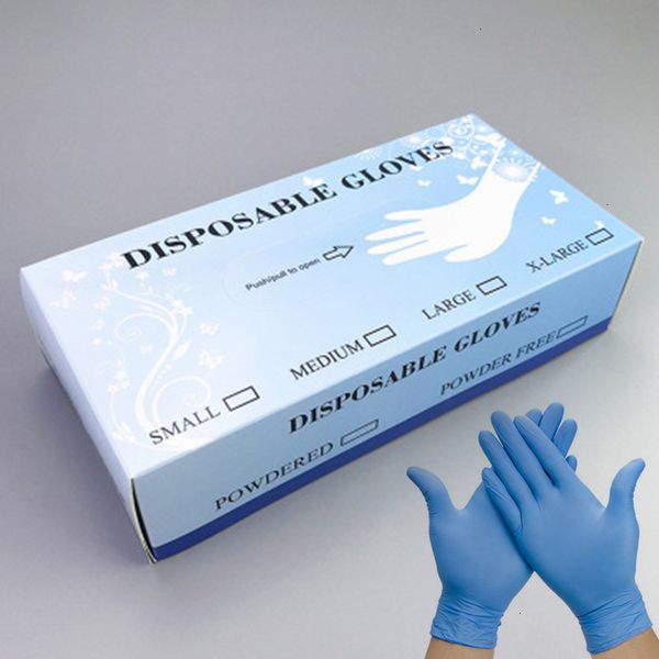 

household nitrile gloves universal 100pcs/box disposable garden kitchen cleaning 9 inch blue glove