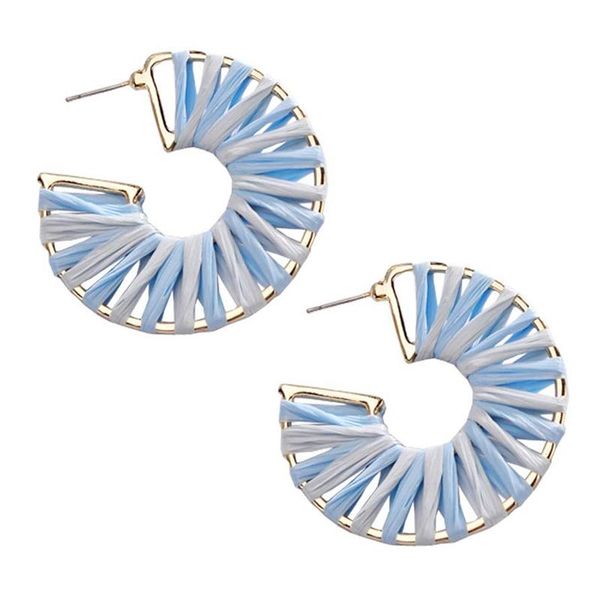 

hoop & huggie women's hand woven bohemian earrings hollow alloy color party supplies 2 pairs, Golden;silver