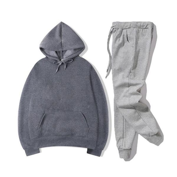 

2020 men's women's hoodie + pants fall winter fashion hoodie hip hop casual sweatshirt autumn sweatshirt + pants, Gray