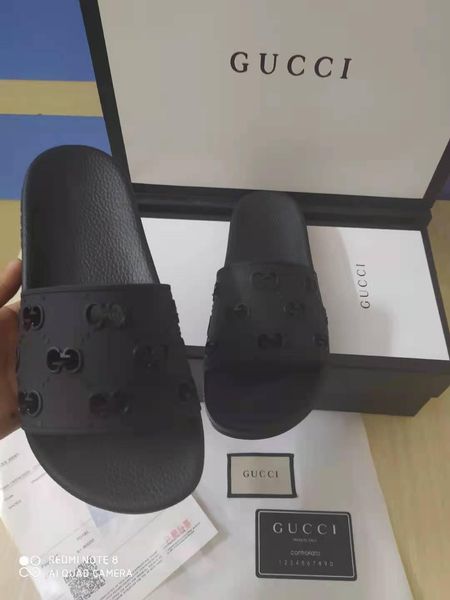 

2020 design slippers men's and women's summer rubber sandals beach slippers fashion wear-resistant slippers indoor shoe size is, Black