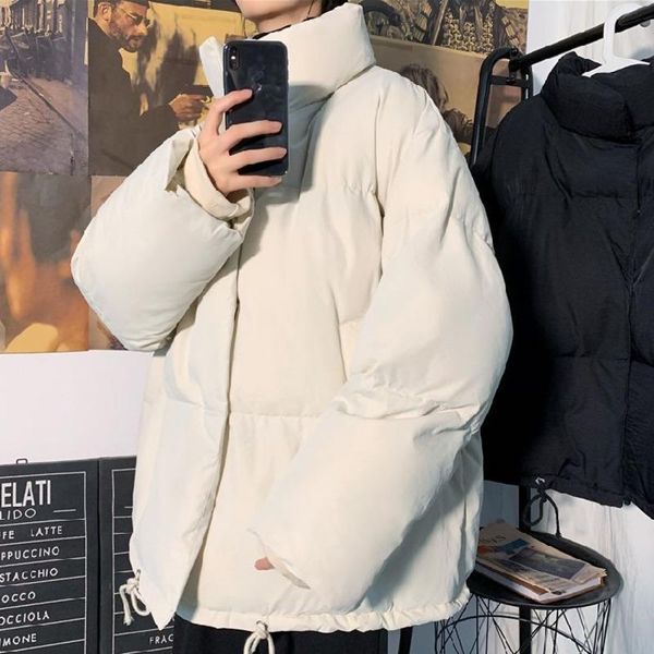 

winter jacket men's warm fashion casual stand collar coat parka men streetwear korean style loose short coat mens clothes m-2xl, Black