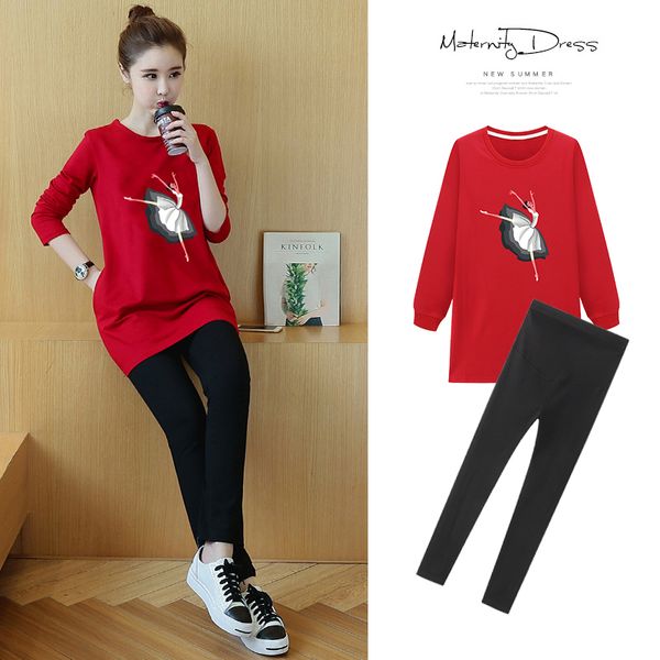 

pregnant going out fashion net red winter coat women's plush bottomed sweater two piece autumn suit, White