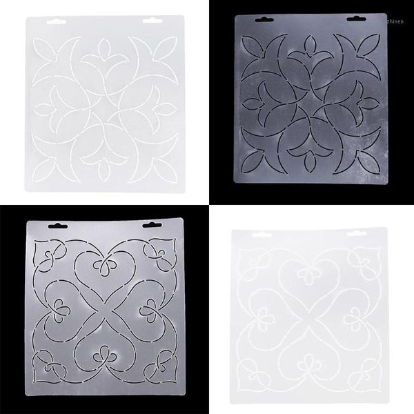 

2pcs semi-transparent stencil plastic quilting template quilt tool for patchwork sewing leather craft1, Black