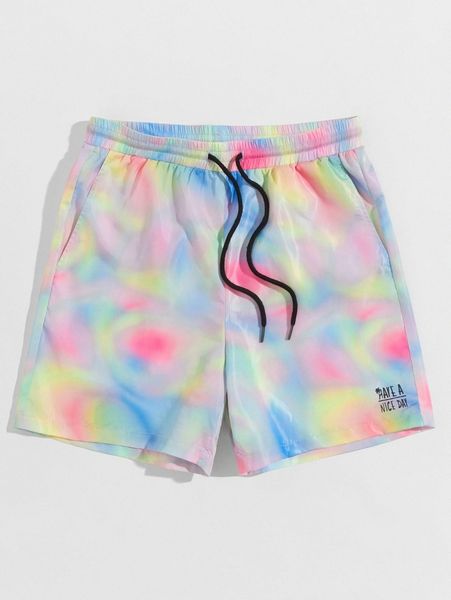 

men tie dye slogan graphic wind shorts y4dd#, Black