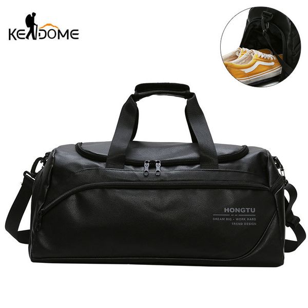 Ombro Sacos de Couro Macio Sacos de Viagem Bag para Homens Esportes Fitness Gymtas Duffel Training Bagagem Tas Sac de Esporte 2019 xa5WD q0113