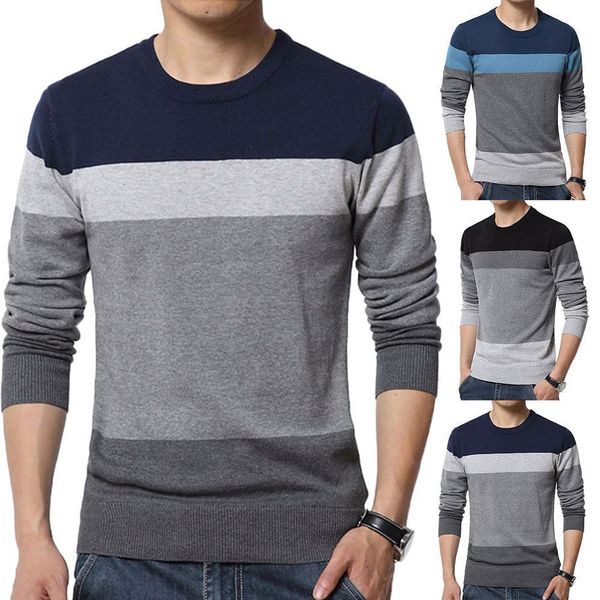 

chic men sweaters color block o neck long sleeve men sweaters pullover men's mens sweaters pullovers knitted sweater knitwear, White;black