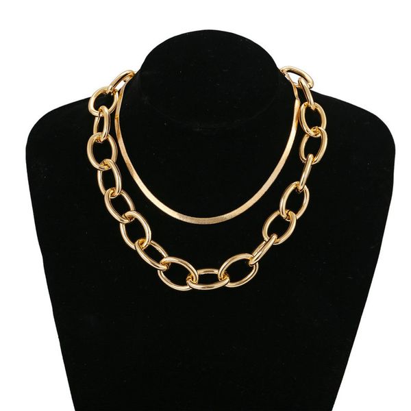 

многослойное ожерелье панк-цепочка choker ожерелья для женщин змея цепь ссылка ожерелья ожерелья заявление ювелирные изделия подарочное ожер, Silver