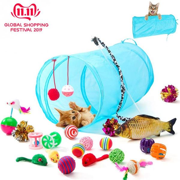 

cat toys hipidog toy mouse fish ball 21pcs pet interactive feather wand