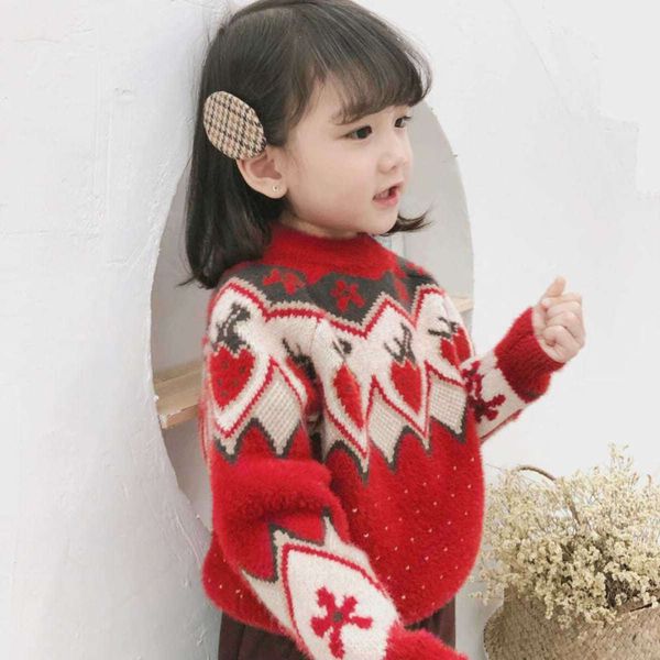 

mink christmas sweater pullover new cashmere thickening children's foreign sle baby girls' autumn and winter wear season, Blue