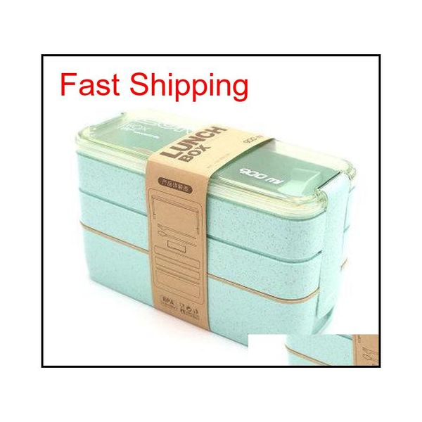 

900ml lunch box 3 layer wheat straw bento boxes microwave dinnerware food storage container lunchbox qylzdd bwkf