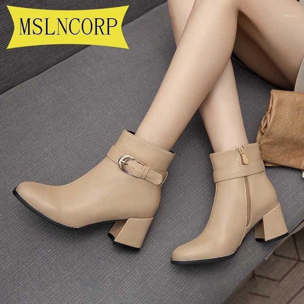 

plus size 34-46 winter casual women pumps warm ankle boots high heels 2020 shoes round toe platform thick heel naked boots1, Black