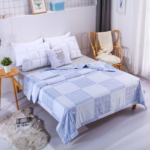 

lattice summer comforter with feather velvet cotton for bed quilt queen size blue1