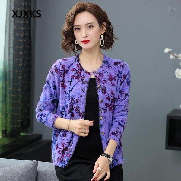 

women's knits & tees xjxks women fuzzy print sweaters plush long sleeve button sweater cardigan outfits spring 2021 coat1, White