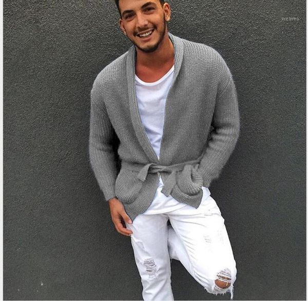 

sweater autumn and winter new knitted casual loose cardigan men1, White;black