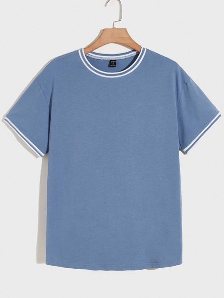 

men contrast binding round neck t-shirt d4yq#, White;black