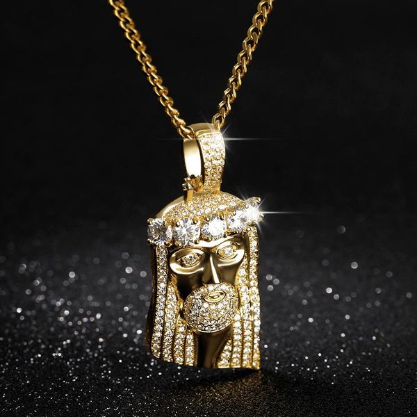 

hip hop rapper popular jewelry necklace cleopatra religious jesus portrait pendant necklace cubic zirconia, Silver