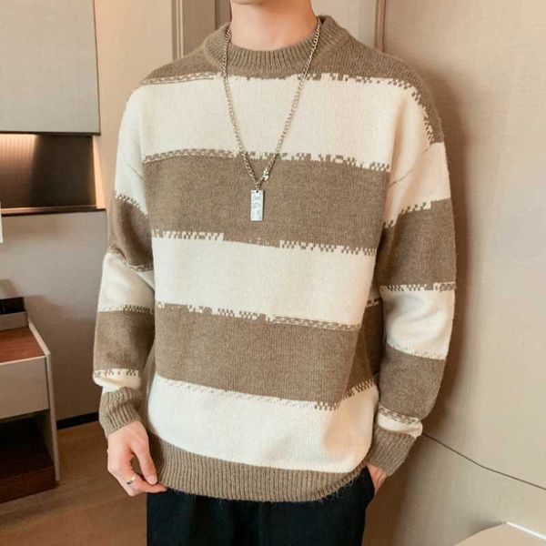 

men's sweaters men color matching sweater casual couple bottoming shirt winter versatile comfortable warm knitted, White;black