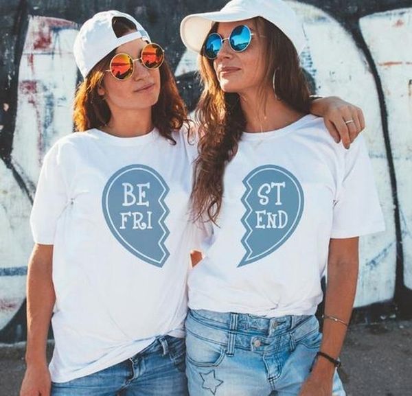 

friend heart letter print t shirt women short sleeve o neck loose tshirt 2021 summer women tee shirt camisetas mujer, White