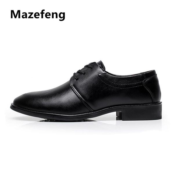 

mazefeng 2020 vintage spring autumn men leather shoes round toe business men dress shoes breathable male black lace-up