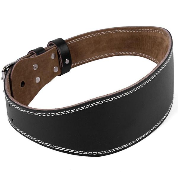 

waist support adjustable leather weightlifting belt gym wide wrap training weight lifting brace strap, Black;gray