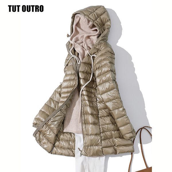 

7xl winter woman padded hooded long jacket white duck down female overcoat ultra light slim solid jackets coat portable parkas 200922, Black