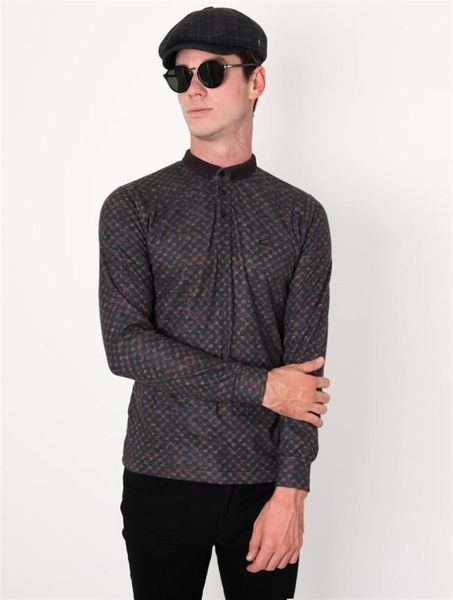 

jacquard digital black collar knitwear sweater, White;black