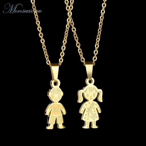 

chains mensazone stainless steel necklace family love boy girl pendant jewelry chain necklaces children charm gifts, Silver