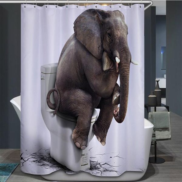 

elephant toilet shower curtain bathroom decor funny animal waterproof polyester fabric home bath fashion accessories curtains 70 x 70 inch